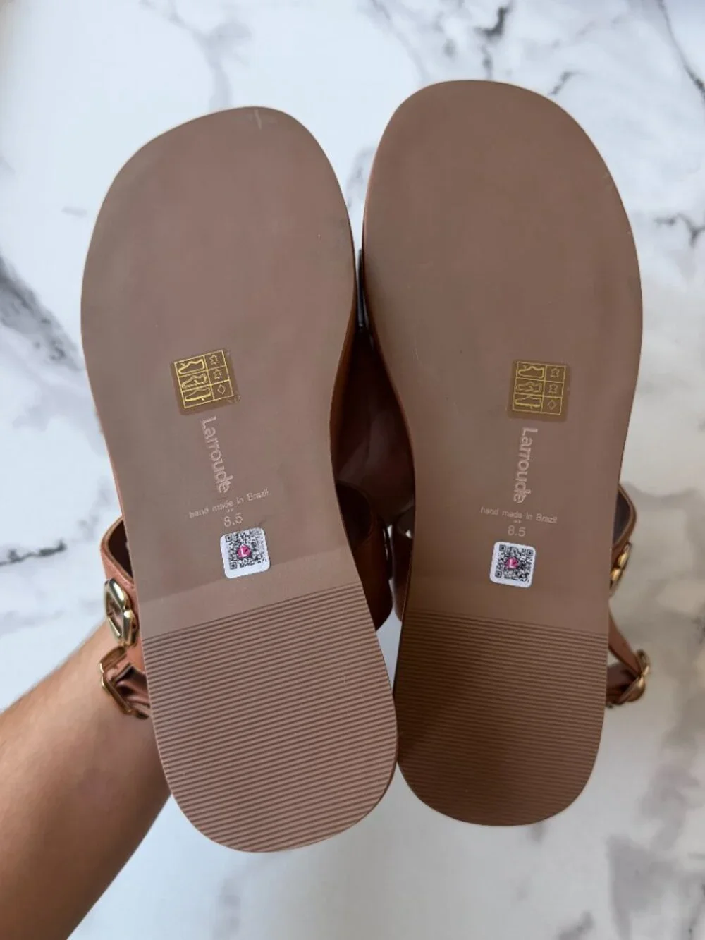 Larroudé Brown Leather Grommet Platform Sandals NEW Size 8.5